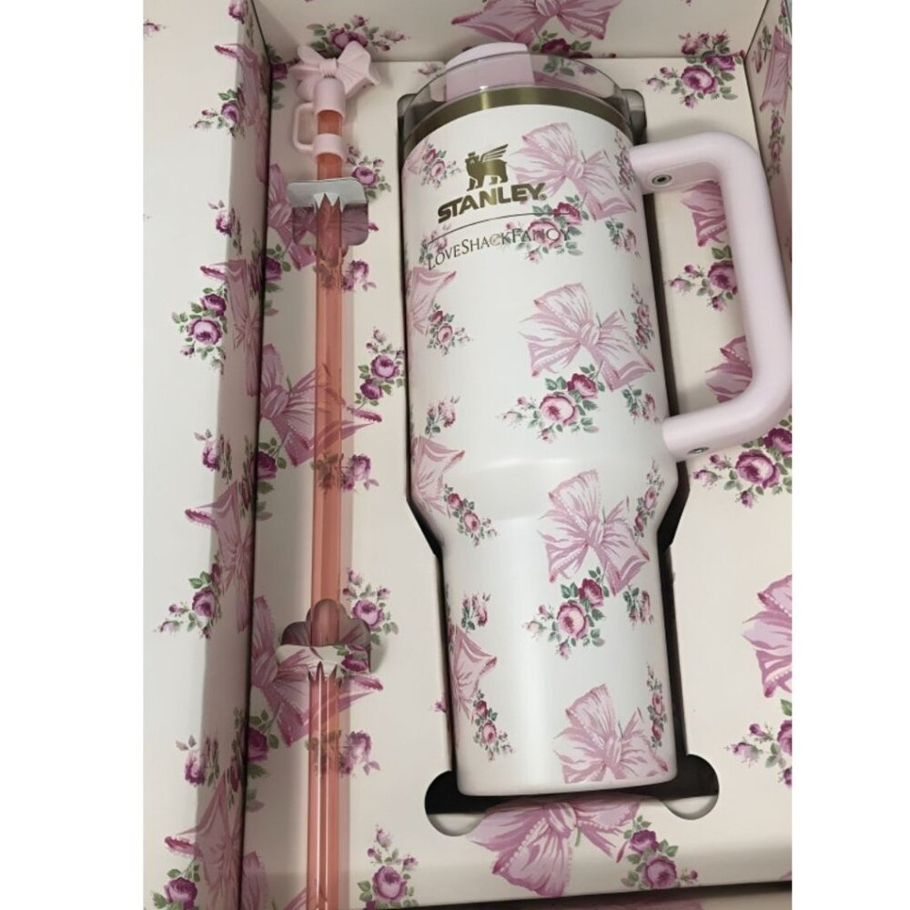 Stanley LoveShackFancy Quencher 40oz Tumbler Rosa Beaux Pink NIB - Picture 2 of 5